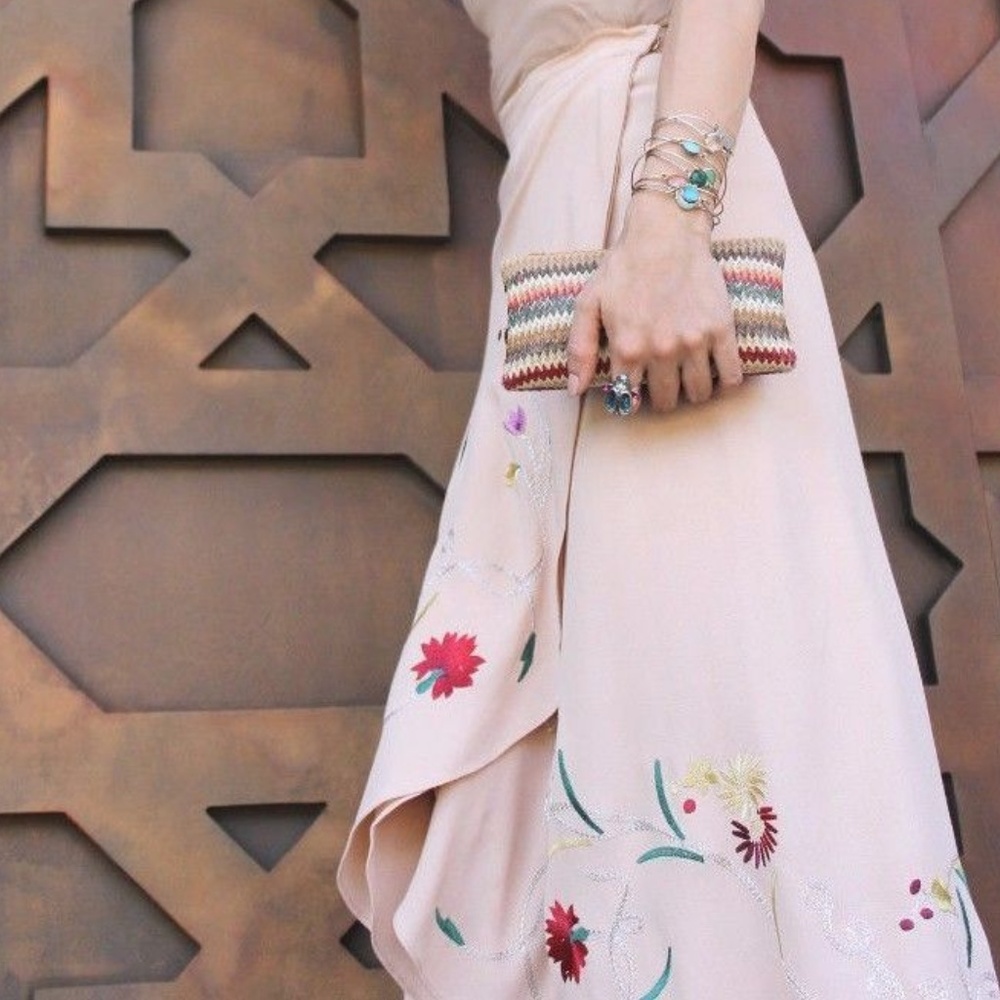 Zara Floral Embroidered Wrap Skirt - Picture 2 of 8